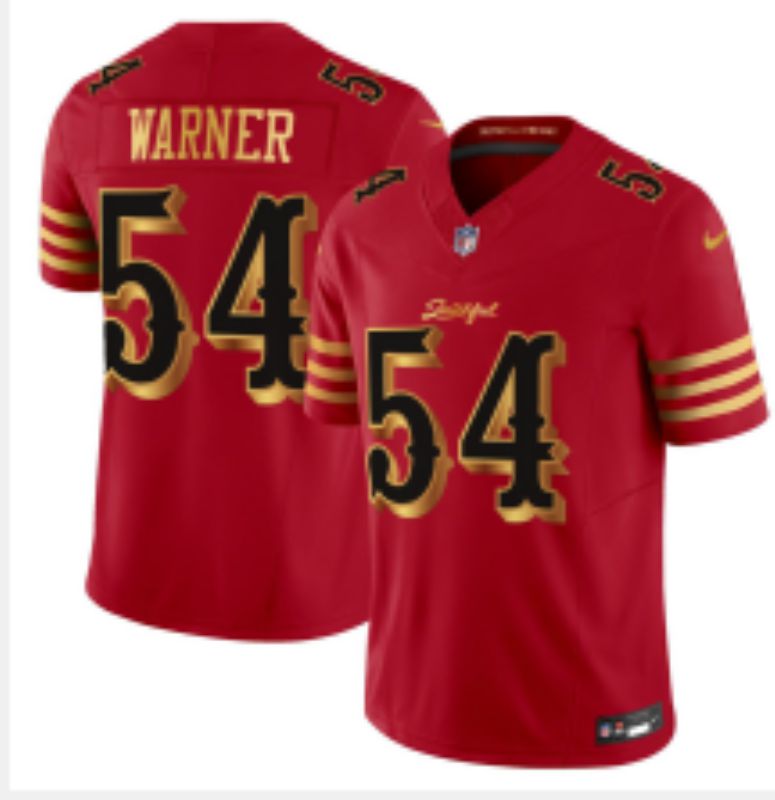 Men 2025 Nike San Francisco 49ers #54 Warner red gold 5th generation Limited NFL Jersey 001->san francisco 49ers->NFL Jersey